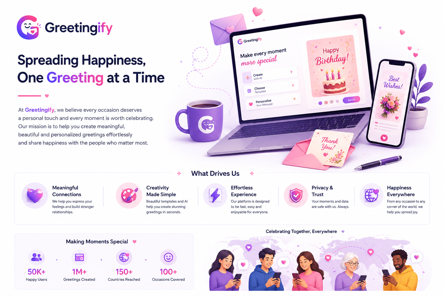 Team working on Greetingify
